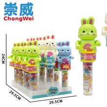 崇威创意儿童玩具上链打鼓小兔子2合1零食糖果玩具棒糖玩商超货源