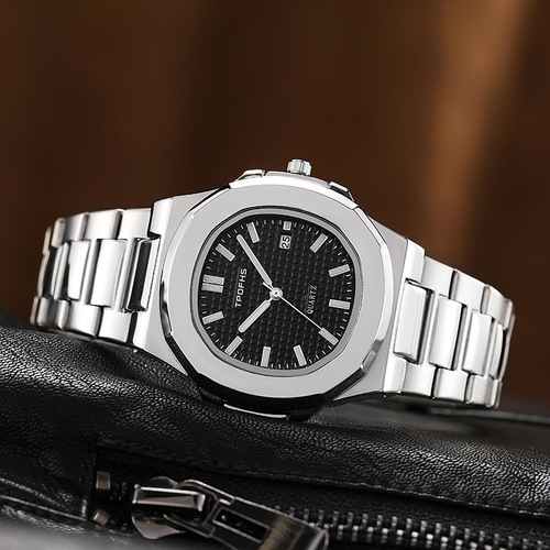 New Internet celebrity calendar luminous plaid steel band watch Nautilus Jane quartz business casual men's watch