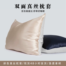 拼色枕套双面桑蚕丝枕套真丝枕套枕头套高档简易气质拼接枕套气质