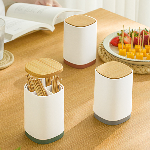 Nachuan automatic pop-up push-type toothpick box multi-purpose divided cotton swab floss storage box dining table dust-proof toothpick jar