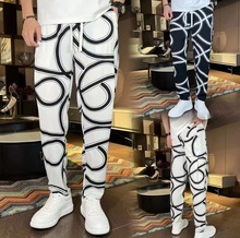 2024夏季新款男士棉麻字母百搭休闲裤简约小脚裤轻薄透气薄款长裤