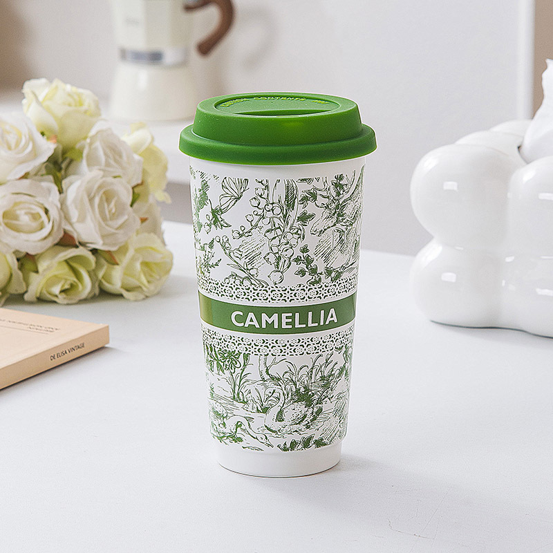 Taza de cerámica de marca Guozhaofeng taza de agua con tapa de taza de café de oficina creativa doméstica de gran capacidad
