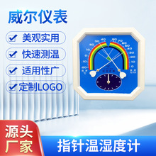 指针温湿度计GJWS2080种植养殖实验药店库房八角带时钟 温湿度计