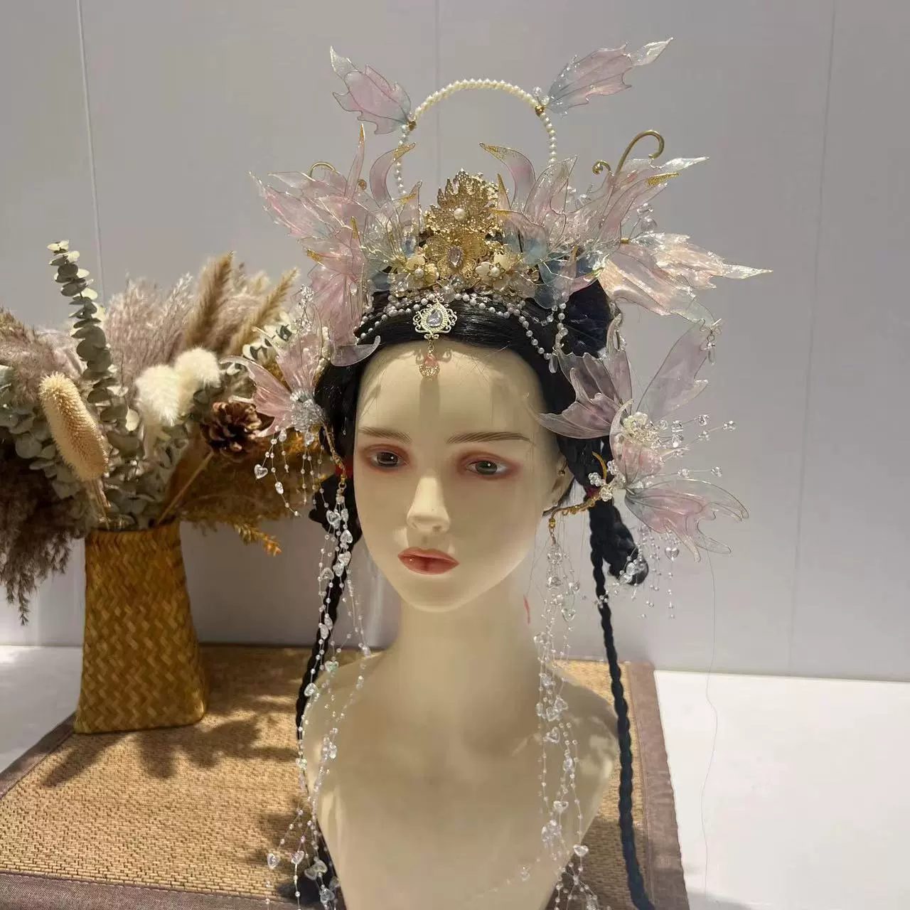 Супер бессмертные кисточки с короной, древним ветром, аксессуары для волос Дуньхуан Хан, головные уборы богини, аксессуары, русалка Ji Fa Horn