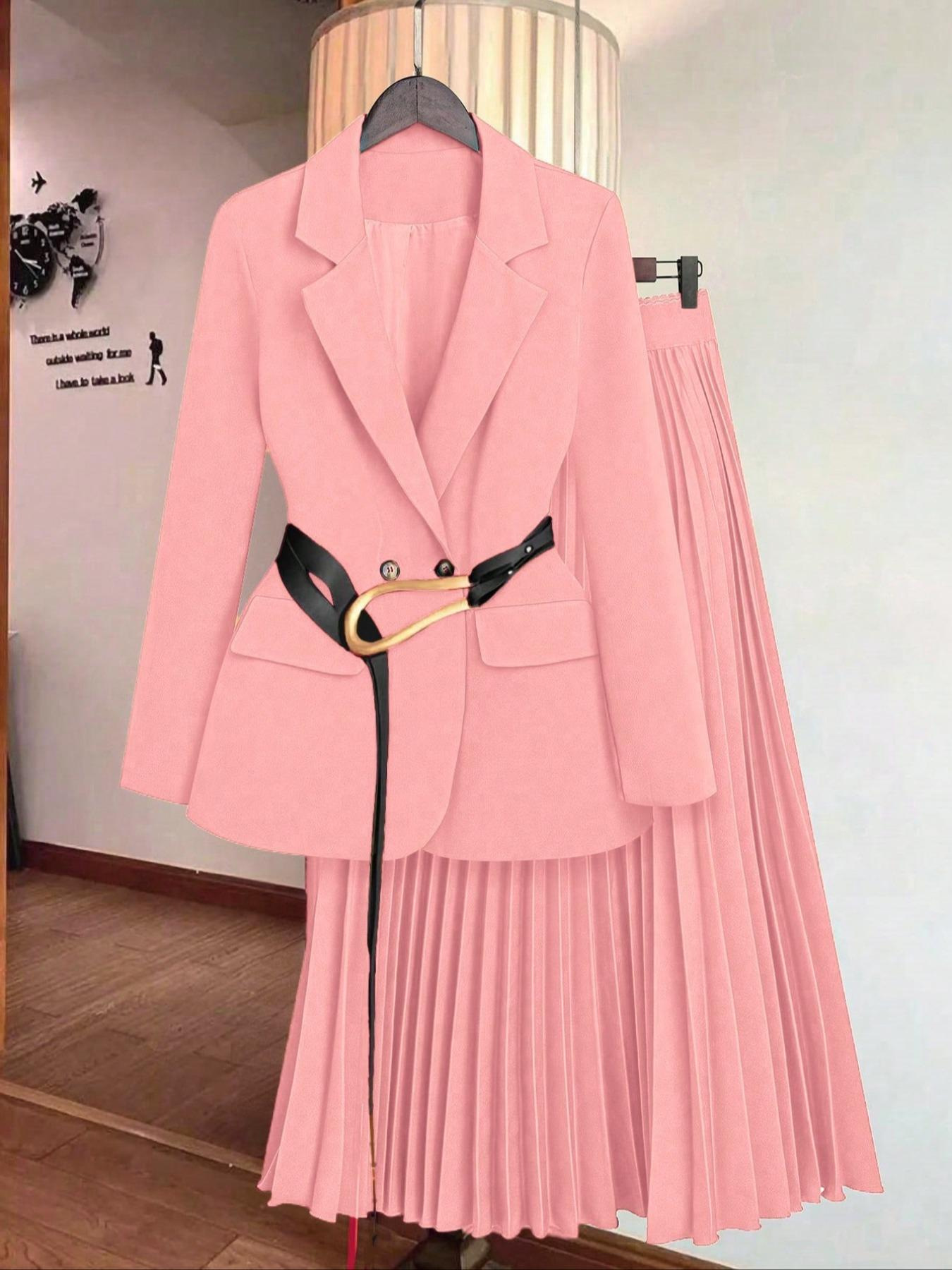 Tailored Blazer & Mermaid Skirt Set – European Office Chic With Structured Silhouette_voghion.com