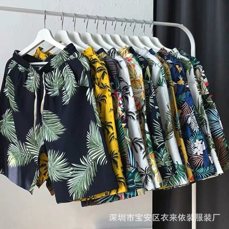 2025 новые пляжные брюки мужская мода с принтом пятиразовые шорты свободные повседневные пляжные брюки на открытом воздухе водные спортивные брюки