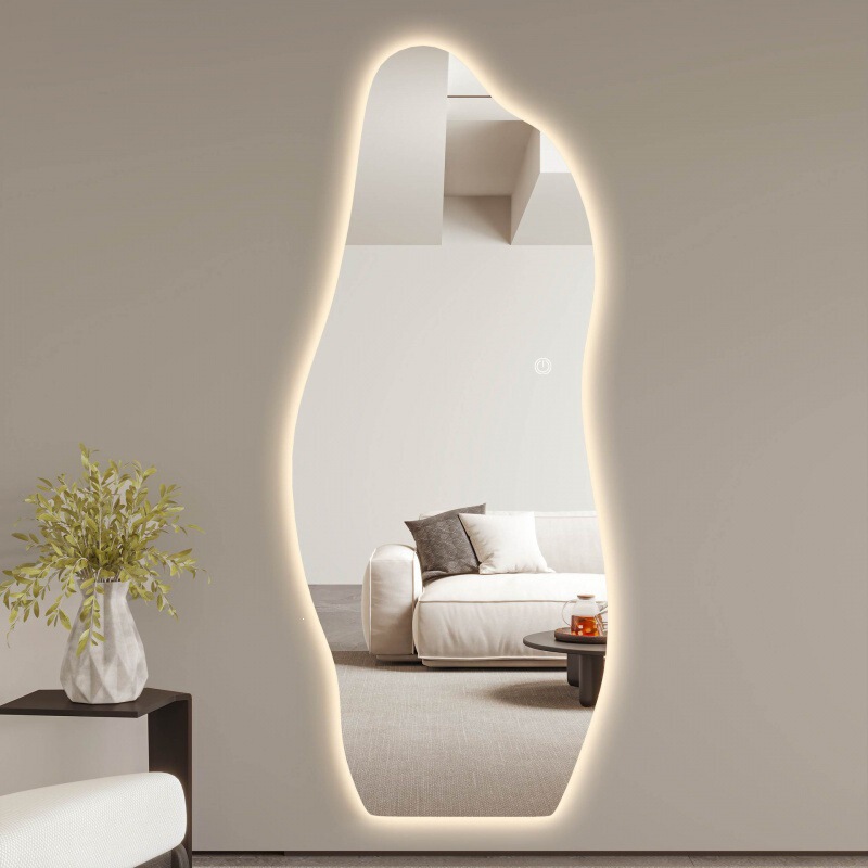 Full-Length Mirror, Smart Cloud Mirror for Makeup, Wall-Mounted Clothing Store Mirror, Irregular-Shaped Floor Mirror with Lights, Frameless Full-Length Mirror, Smart Cloud Mirror for Makeup, Wall-Mounted Clothing Store Mirror, Irregular-Shaped Floor Mirror with Lights, Frameless