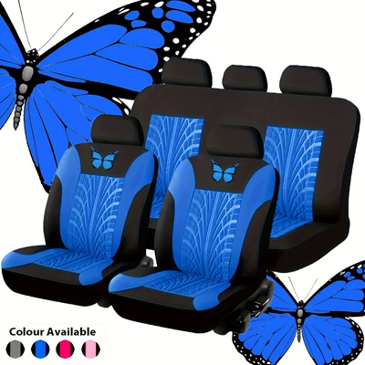 Universal seat cover: Fashionable Butterfly Heat Transfer Double-Patterned Craft - blue-five-seater-9-piece-set-general