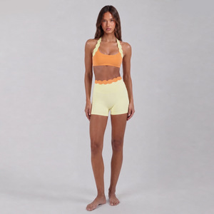 AYM040434 Color-Block Shell-Trim Halter Bra and Shorts 2-Piece Yoga Set Aoyema wholesale