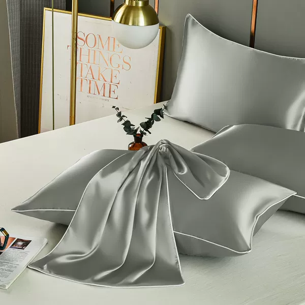 Silk silver-gray pillowcase