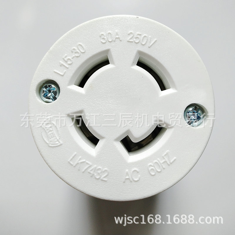 台湾隆光引挂式插头LK7432 30A250V3P4W工业插头NEMA插头电源插头