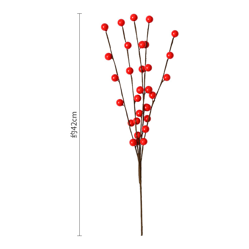 Envío gratis, venta directa de fábrica, productos transfronterizos, Navidad, ramas de bayas de 5 puntas, 30 frutas, decoración navideña para el Festival de Primavera, accesorios de fotografía para banquetes