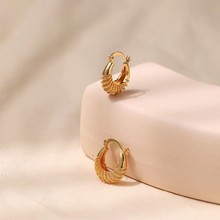 亚马逊小众螺纹复古耳扣设计黄铜镀18K真金高级感金属风质感耳环