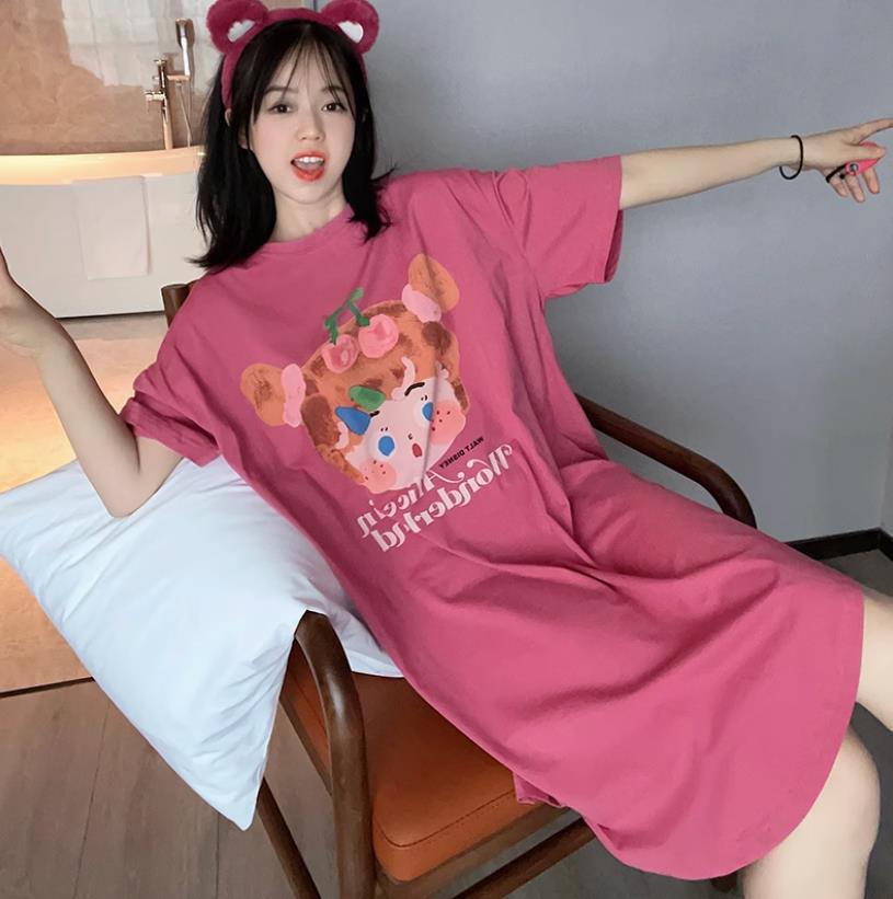 Comercio exterior transfronterizo nuevo estilo suelto niña dibujos animados verano camisón servicio a domicilio letras rojas KT gato pijama dulce y lindo