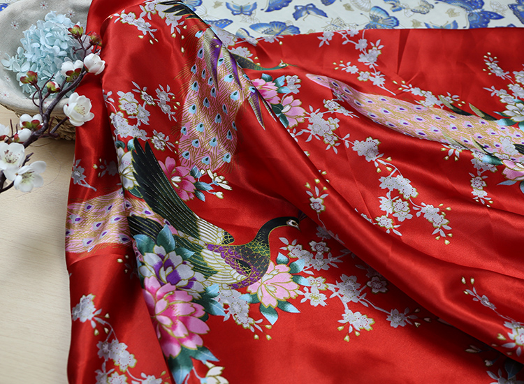 tela de seda impresa de flores tela de seda ropa antigua tela de prenda de ropa china tela de impresión de flores de plantas DIY