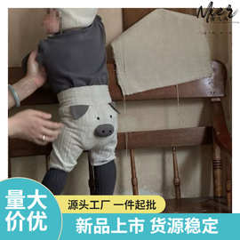 秋季小猪屁屁打底裤大PP裤春秋灰色耳朵可爱打底衫上衣潮Z062