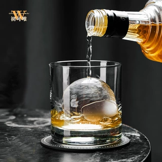 威士忌酒杯高级感洛克杯古典杯家用酒吧玻璃洋酒杯啤酒杯冰球杯