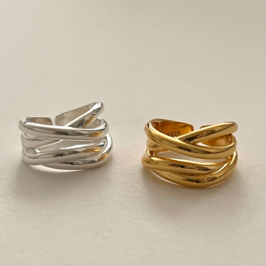 1 Piece Quantity 925 Sterling Silver Lines Open Ring