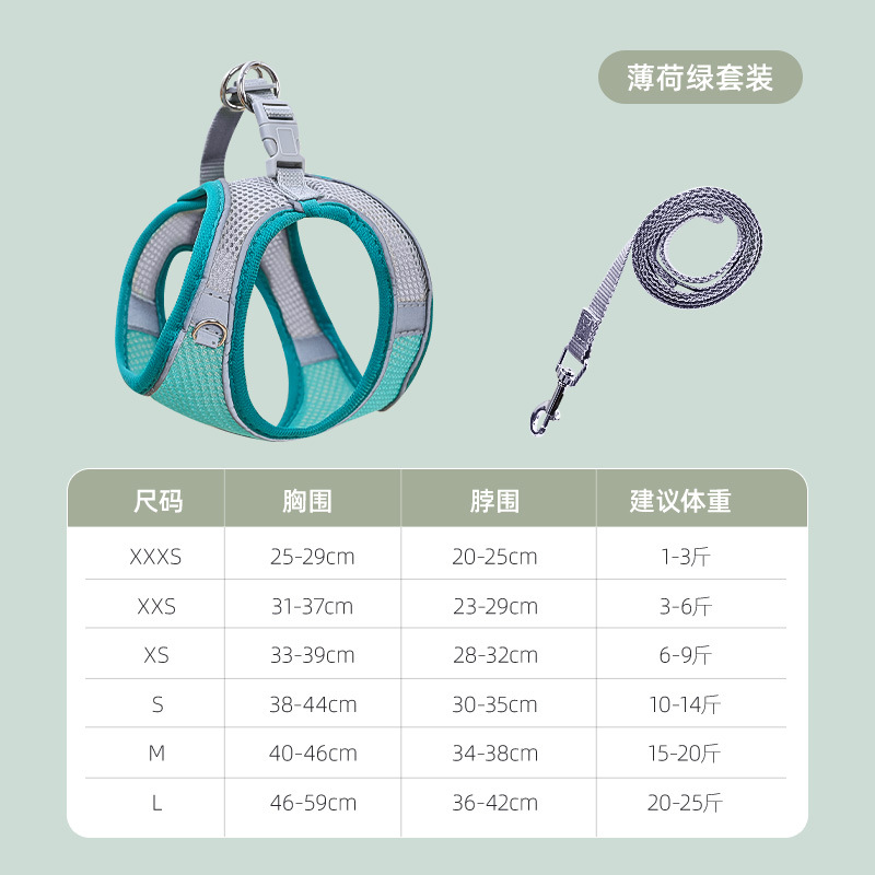 Correa de perro caminar cuerda perro pequeño Teddy Corgi oso cachorro gato mascota chaleco correa para el pecho