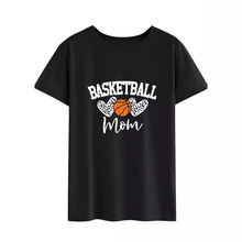 欧美跨境潮品Basketball Mom篮球爱心亚马逊ebay棉短袖T恤女士