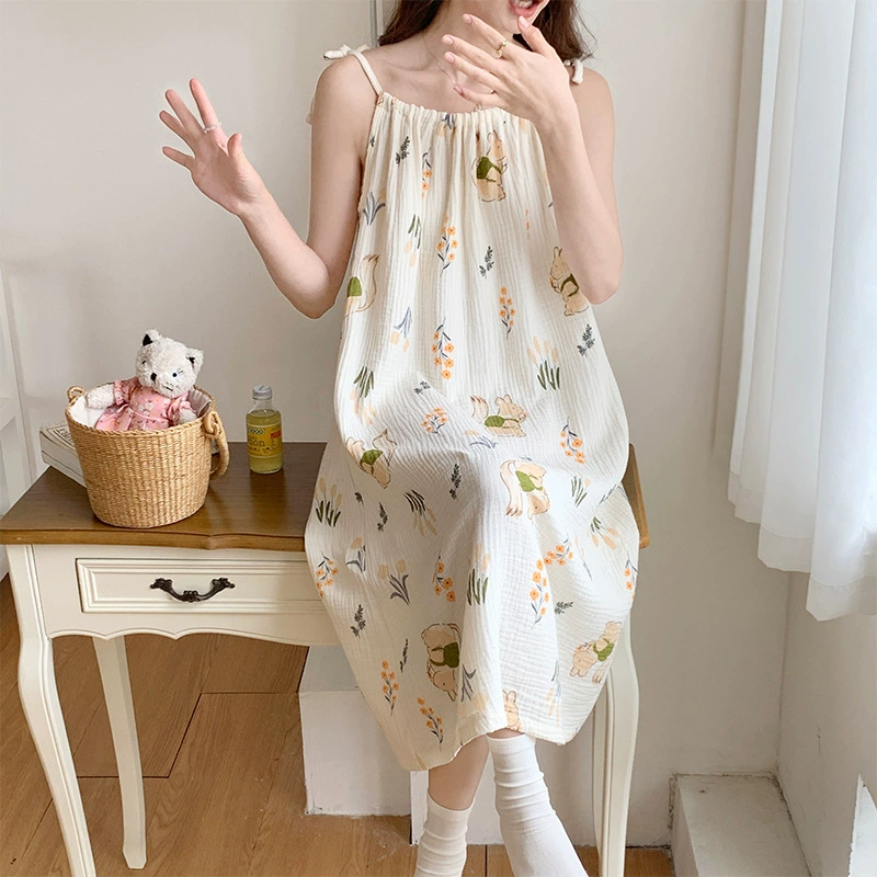 Summer cute pijama, long sexy gauze skirt, lifting effect, mid-length