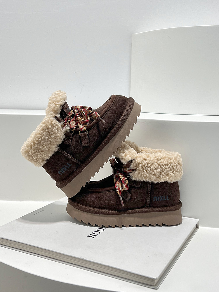 Girls Lamb Wool Snow Boots Winter Slip On Sneakers For Kids_voghion.com