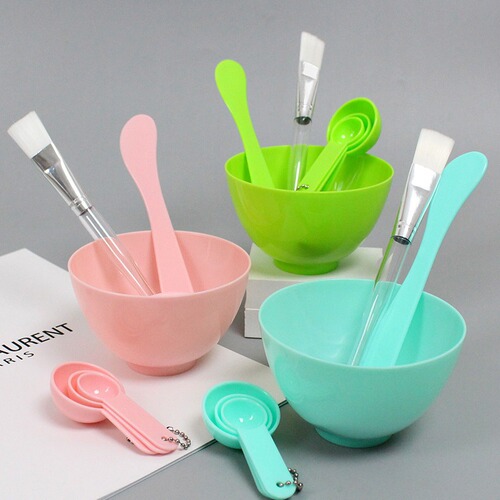 Plantagenet 6-Piece Set Beauty Adjustment Plastic Mask Bowl Tool Mask Rod Spoon Makeup Brush Small and Large Version with English and Chinese