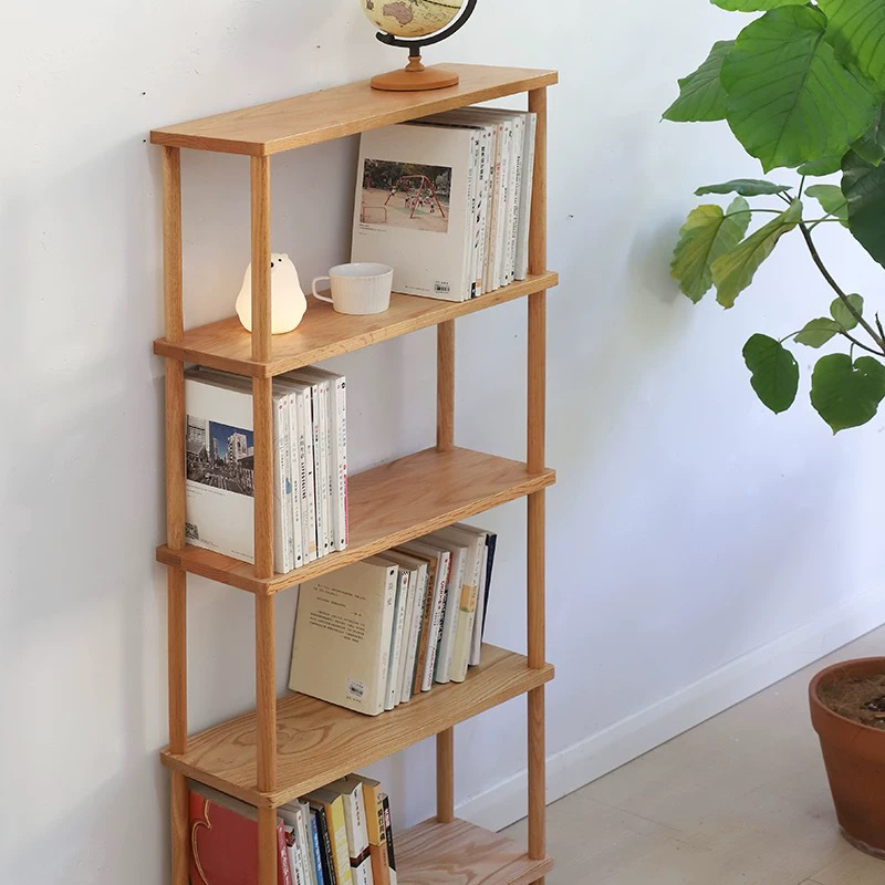Log Style Floor-Standing Bookshelf Bookcase Home Study Storage Rack Children's Wooden Bookcase Simple Design Bookcase Rack
