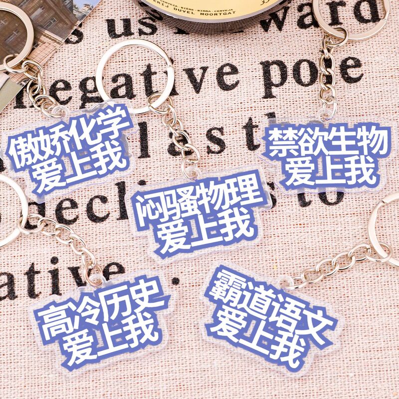 Creative and Quirky Subject-Specific Keychains, Fun Student Bag Decorations, Funny Text Keyrings, Small Gifts
