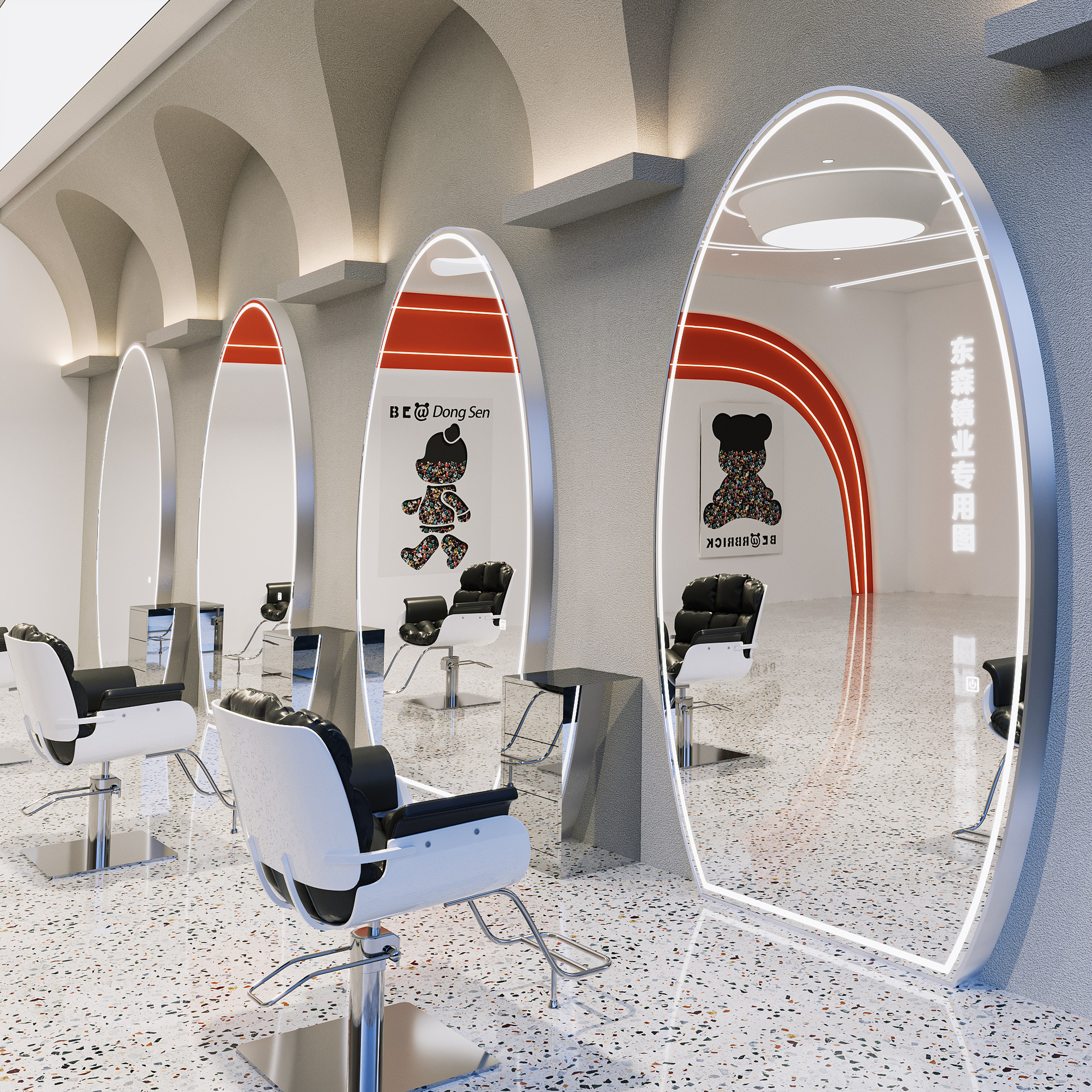 Espejo de peluquería con lámpara de línea para salón de peluquería, espejo de corte de pelo, espejo de pared, espejo de peluquería