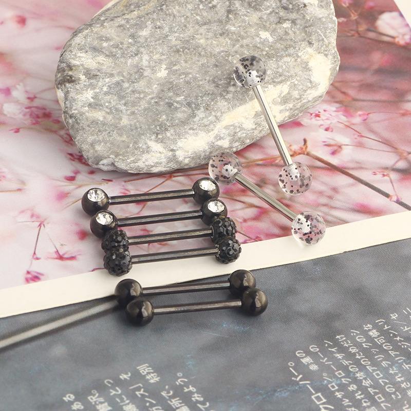 Silver pointed spike labret stud material detail