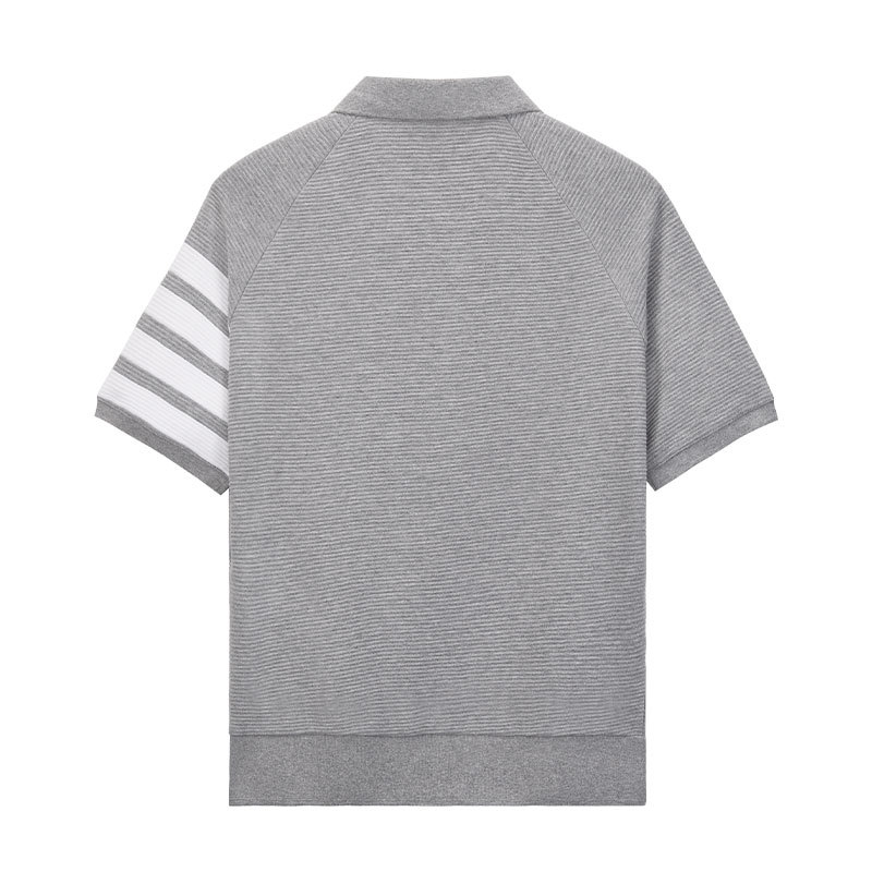 TB BROWIN2023 verano nuevos hombres y mujeres del mismo estilo de ondulación agua solapa manga corta casual cuatro barras polo