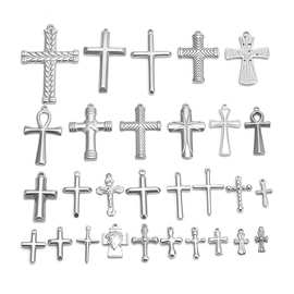 跨境欧美不锈钢十字架吊坠DIY饰品装饰挂件项链多种规格复古嘻哈