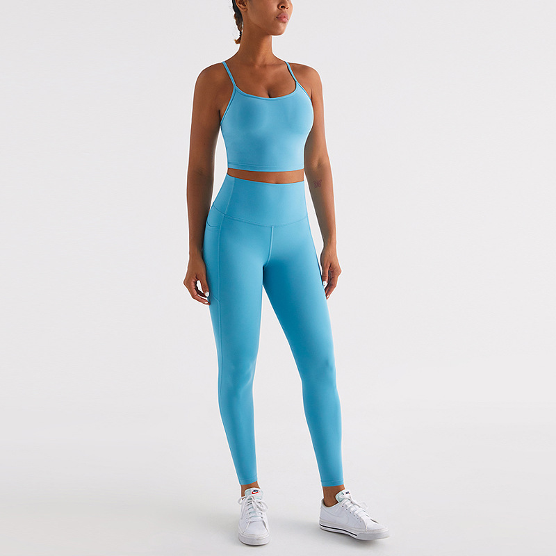 Nueva ropa de yoga traje de mujer cepillado desnudo sensación de secado rápido transpirable correr fitness deportes al aire libre ropa interior conjunto de dos piezas