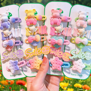 Children's Rubber Violent Bear Hairpin Vertical Hole with Hole Tiktok Live Phone Strap Duckbill Clip String Pen Accessories Hair Accessories