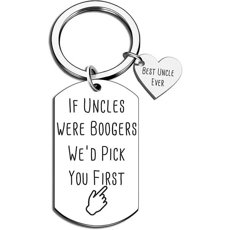 Cross-Border Best-Selling Father's Day Gift Stainless Steel Keychain Souvenir for Uncle Laser Engraved Personalized Pendant