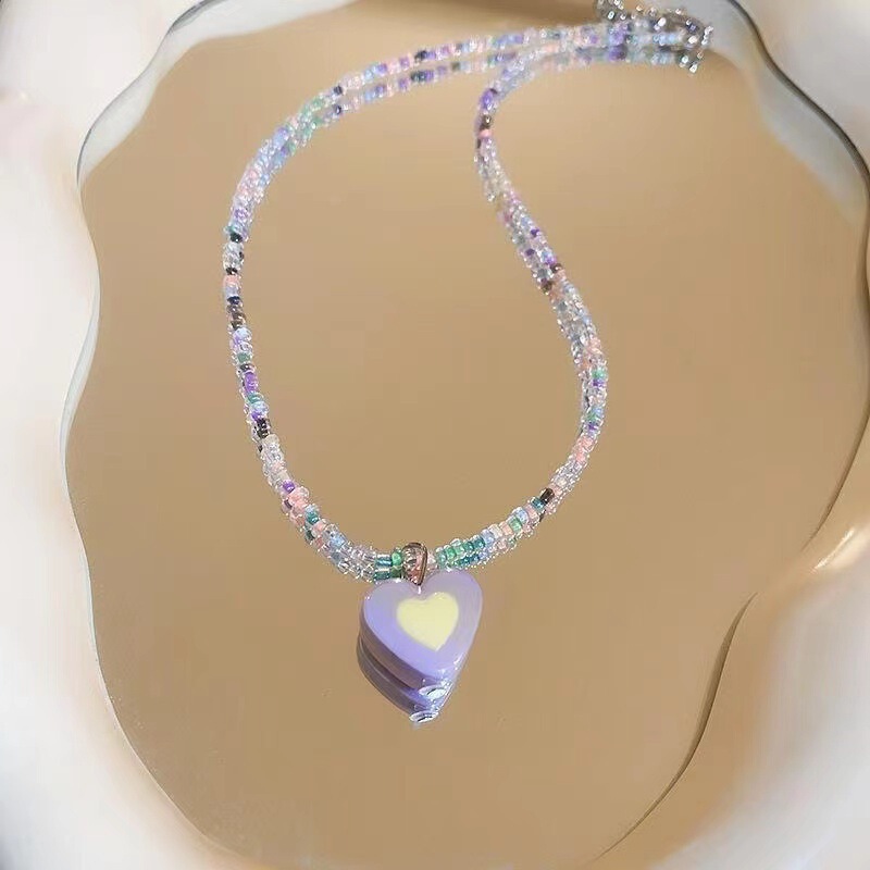 百搭彩色串珠项链女轻奢高级感小众设计明星网红爆款锁骨链饰品潮|undefined