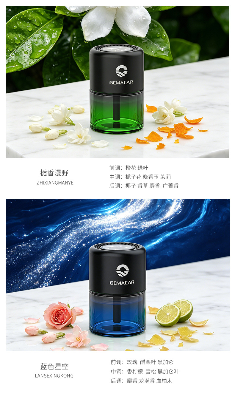 Car-Mounted Aromatherapy Essential Oil with Long-Lasting Light Fragrance, Cup-Style Car Perfume, Flameless Fragrance, Starry Sky Cup Car Aroma Diffuser