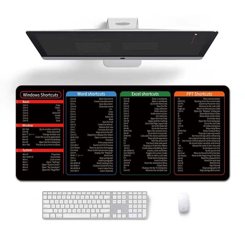 跨境批发热销英文快捷键多国语言定制耐脏鼠标垫办公桌垫MousePad|undefined