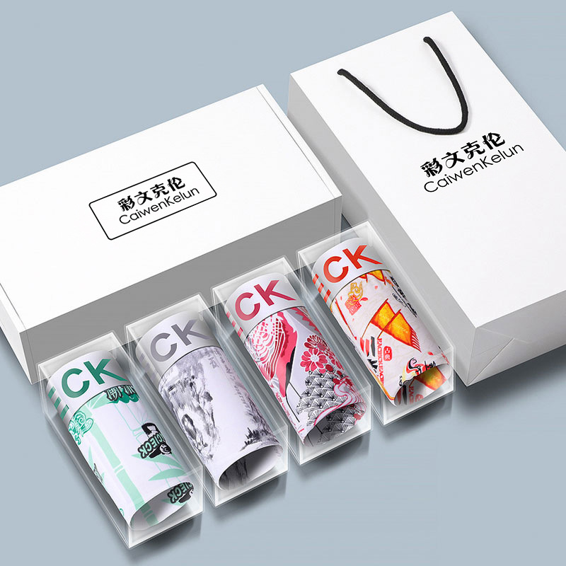 代發禮盒裝男士平角內褲夏季真冰絲透氣超薄個性抗菌代發四角褲頭