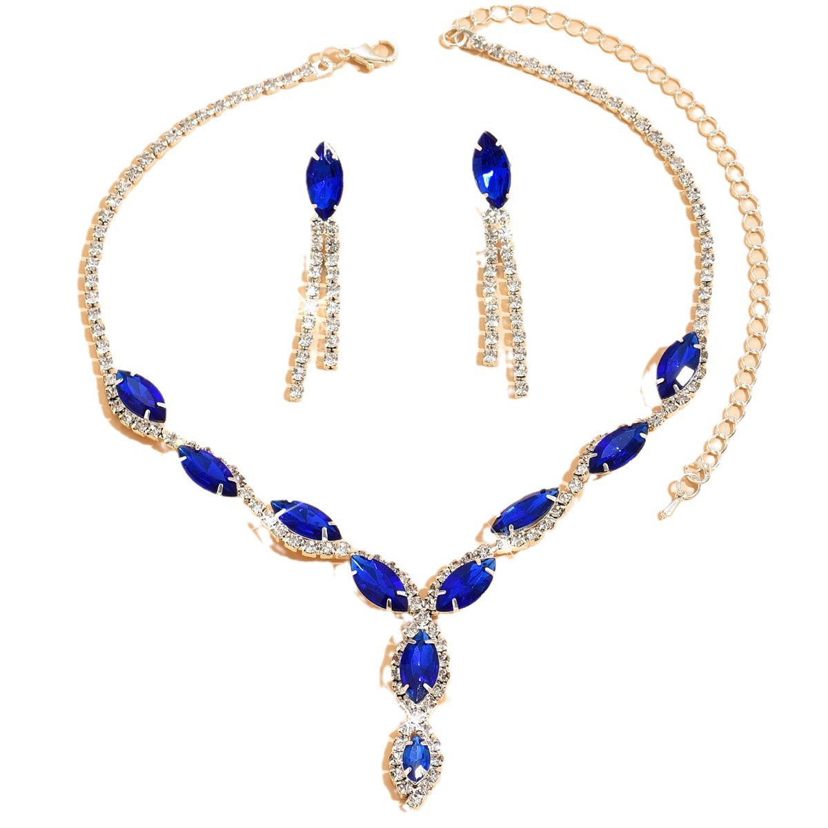 Set gioielli sposa con collana a goccia marquise e orecchini_voghion.com