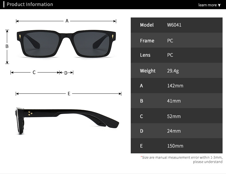 45g Weight Full Frame Glasses Structure Sunglasses Classification Casual Simple Style Solid Color PC UV400 Protection Square Full Frame Women's Sunglasses