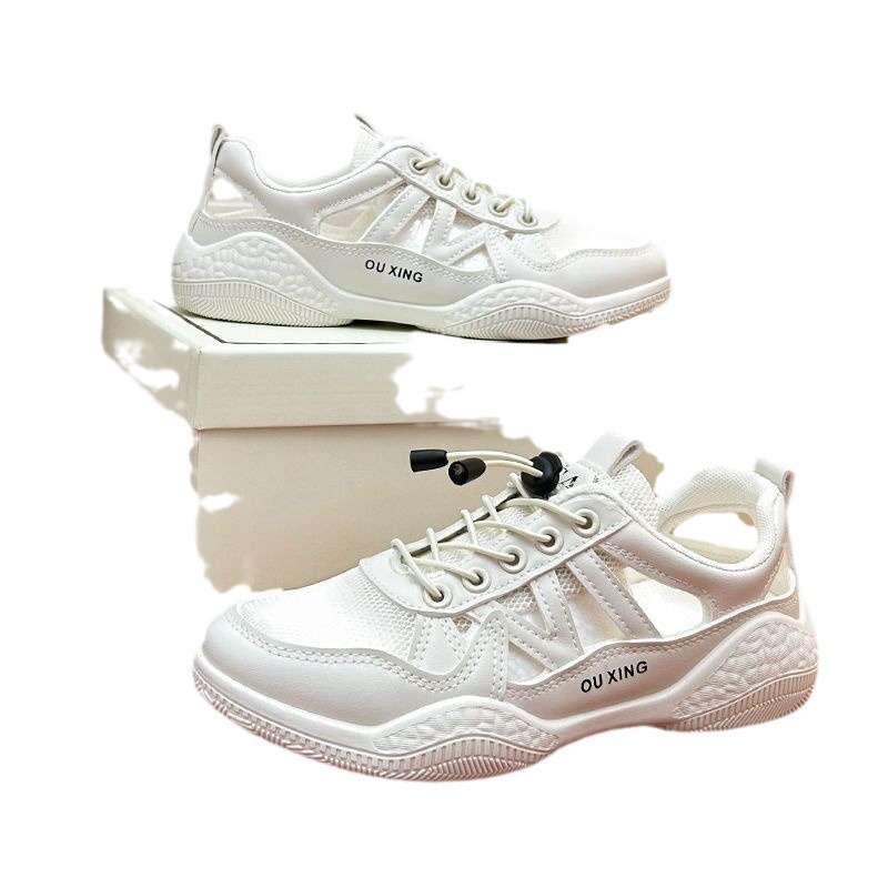 Red transpirable zapatos blancos sandalias para mujeres verano 2024 casual versátil ultra ligero zapatillas de suela suave