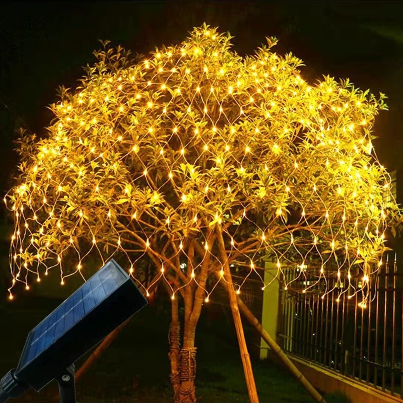 Solar pesca red luz LED al aire libre paisaje Navidad luz decoración estrellado cielo transfronterizo iluminación 24V bajo voltaje cadena de luz