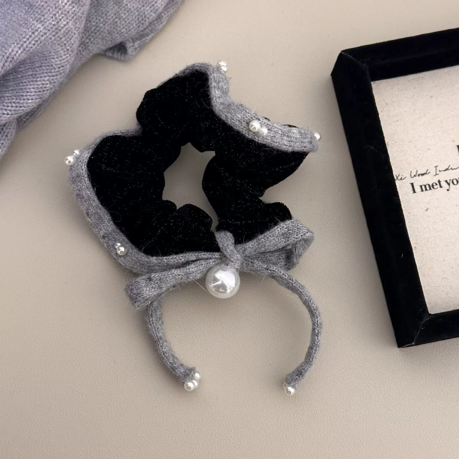 Жемчужный бант повязка для волос на толстой кишке контрастный цвет вязаный край веревка для волос высокоэластичная резинка прочный кожаный чехол Аксессуары для головы девушки