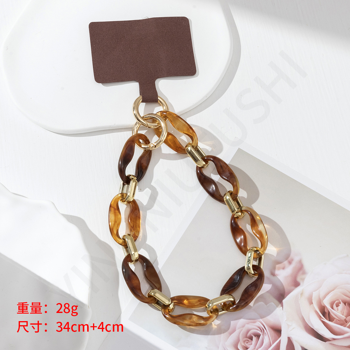 32g Weight Mobile Phone Chain Classification 1 Piece Quantity Alloy Material Oval Pattern Retro, Classic Style Style Retro Classic Style Oval Arylic Alloy Mobile Phone Chain 1