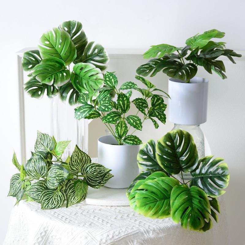 Artificial Plants, Green Plant Pots, Plant Wall Decor Materials, Artificial Leaves with Adhesive, Devil's Ivy Persian Leaves, Artificial Grass