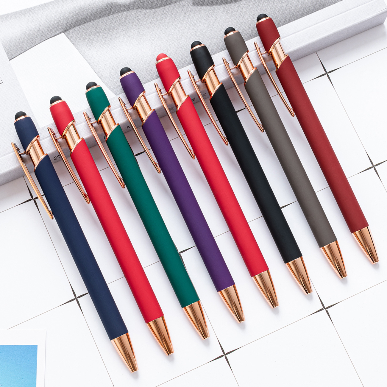 Aluminum Barrel Ballpoint Pens in Stock Wholesale, Press-Type Ballpoint Pens, Metal Oil-Based Pens, Printable Retractable Aluminum Barrel Ballpoint Pens
