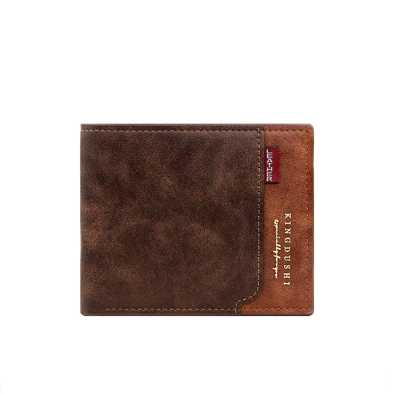 Nuevos hombres billetera corta clip de dinero de negocios tres veces delgada mate esmerilado de gran capacidad cremallera horizontal clip de cuero suave transfronteriza