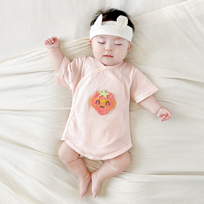 Mameluco de verano unisex para bebé, conjunto de verano de luna llena, mono de manga corta delgado con diseño de triángulo, ropa para recién nacido, body para bebé